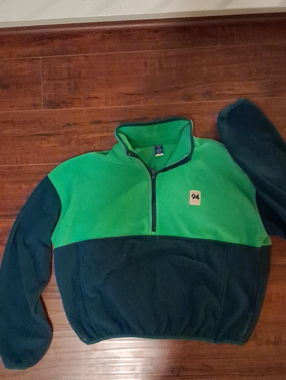 Womens Old Navy Light Green/Hunter Green Half-Zip Performance Fleece Pullover